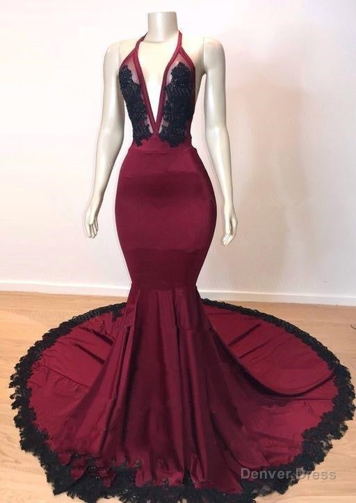 Sexy Mermaid V Neck Backless Burgundy And Black Long Prom Dress 2025 Secondary image