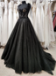 Tulle Black Prom Dress, Off Shoulder A Line Prom Dress Elegant Prom Dresses