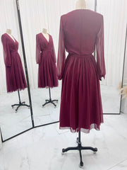 ट्यूल बरगंडी शॉर्ट प्रोम ड्रेस के साथ सरासर आस्तीन