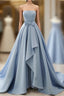 A-Line Strapless Sleek Satin Elegant Party Prom Formal Evening Dresses