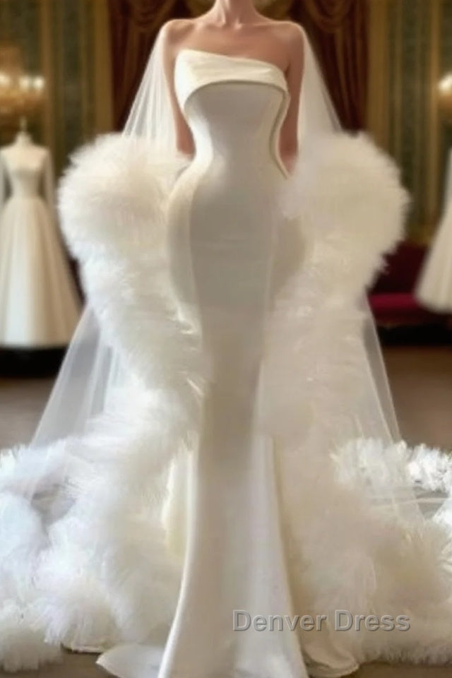 White ruffle mermaid prom Dresses Main image