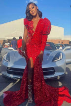 2026 Mermaid Long Red Prom Dress