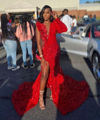 2026 Mermaid Long Red Prom Dress