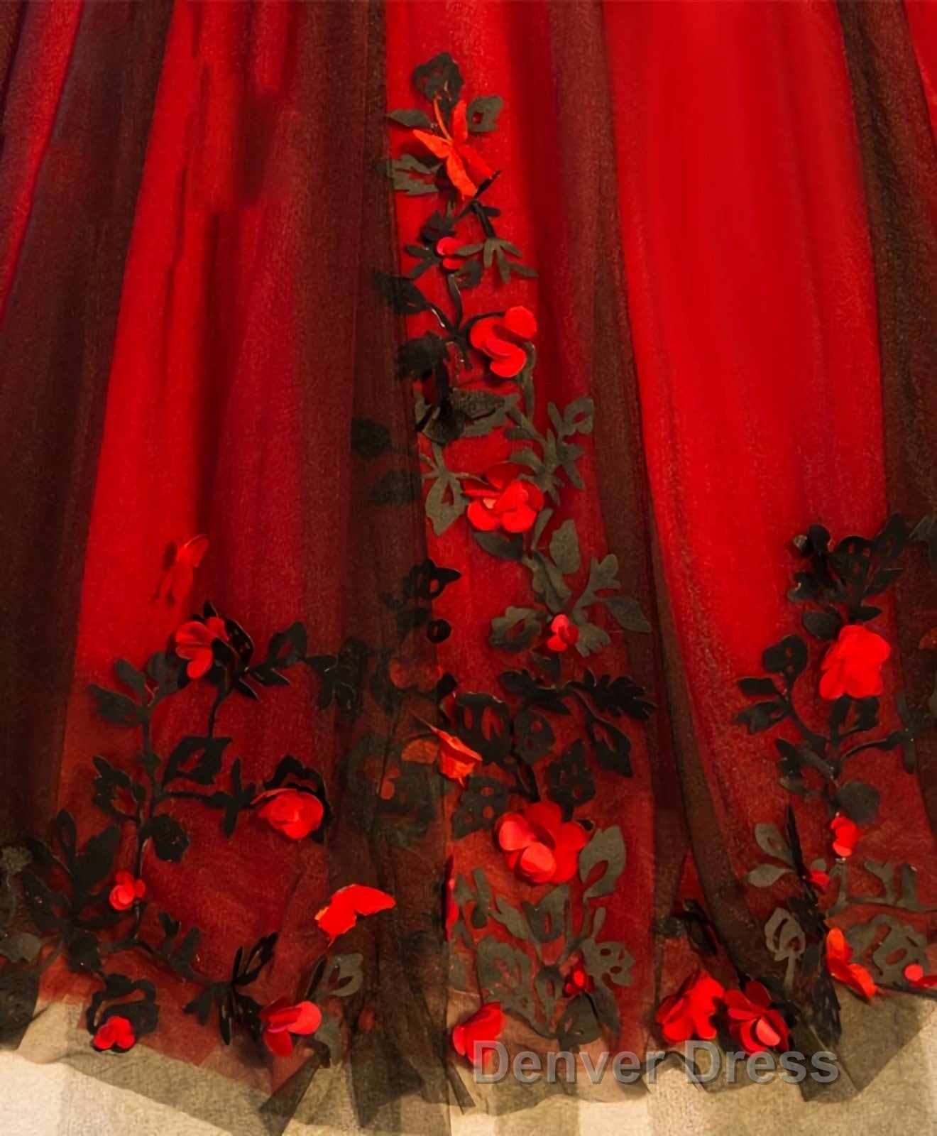 Burgundy Round Neck Tulle Lace Applique Long Prom Dresses, Burgundy Evening Dresses