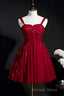 Red Sequins Straps A-Line Short Homecoming Dresses