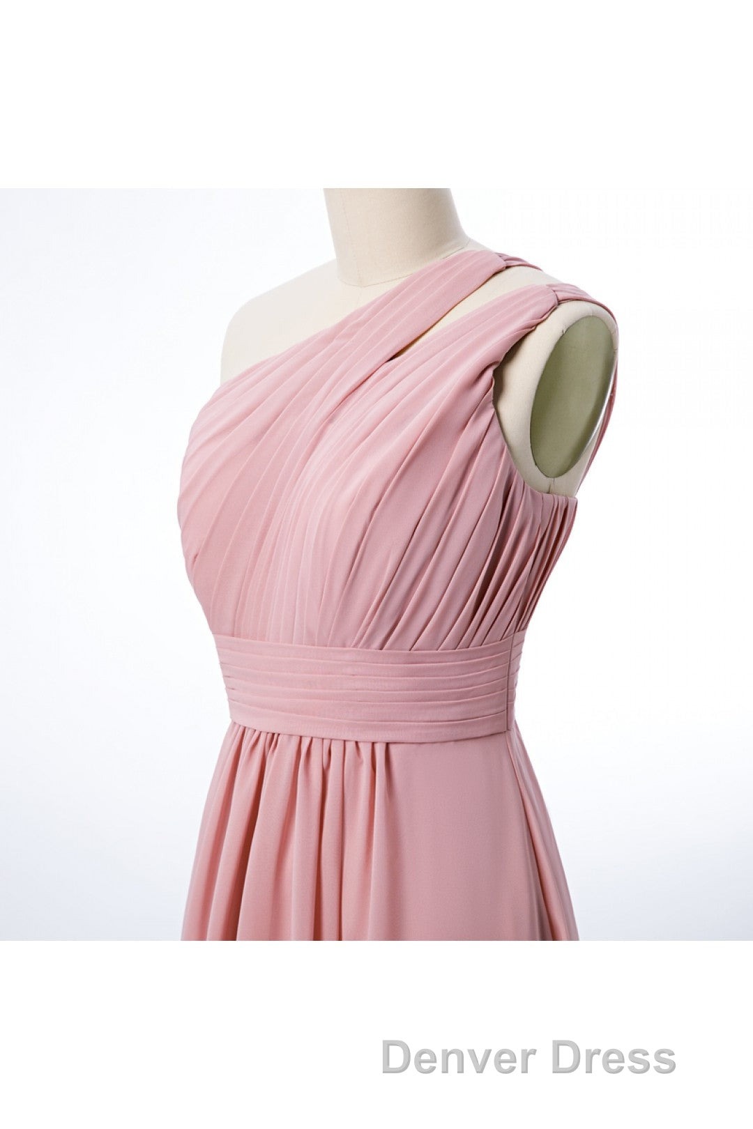 One Shoulder Blush Pink Chiffon A Line Bridesmaid Dresses