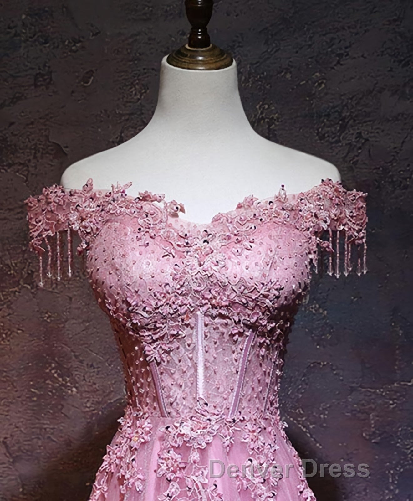 Burgundy Tulle Lace Off Shoulder Long Prom Dress, Burgundy Lace Prom Dresses