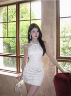 21St Birthday Sequined Halter Neck Off Shoulder Dark Pattern Hip Homecoming Dresses