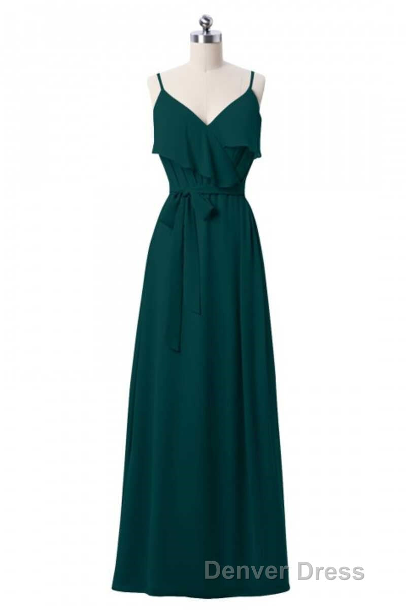 Mauve Pink Chiffon Spaghetti Straps Ruffled A Line Bridesmaid Dresses