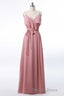 Mauve Pink Chiffon Spaghetti Straps Ruffled A Line Bridesmaid Dresses