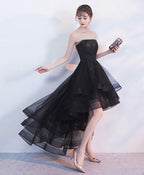 Black Tulle Lace Short Prom Dress, Black Tulle Homecoming Dresses