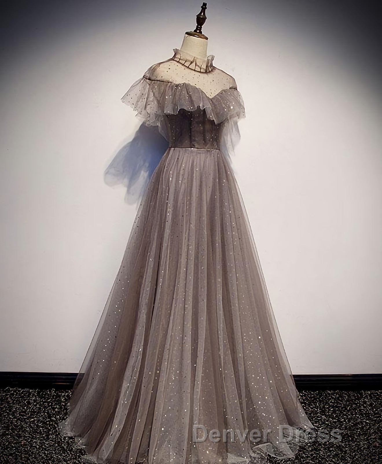 Unique Tulle Long Prom Dress, Tulle Prom Dresses
