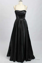 A Line Black Sweetheart Lace Up Prom Gowns