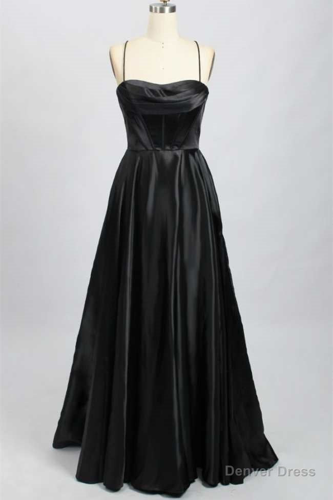 A Line Black Sweetheart Lace Up Prom Gowns