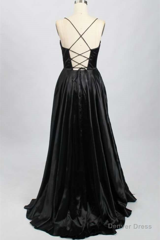 A Line Black Sweetheart Lace Up Prom Gowns Main image