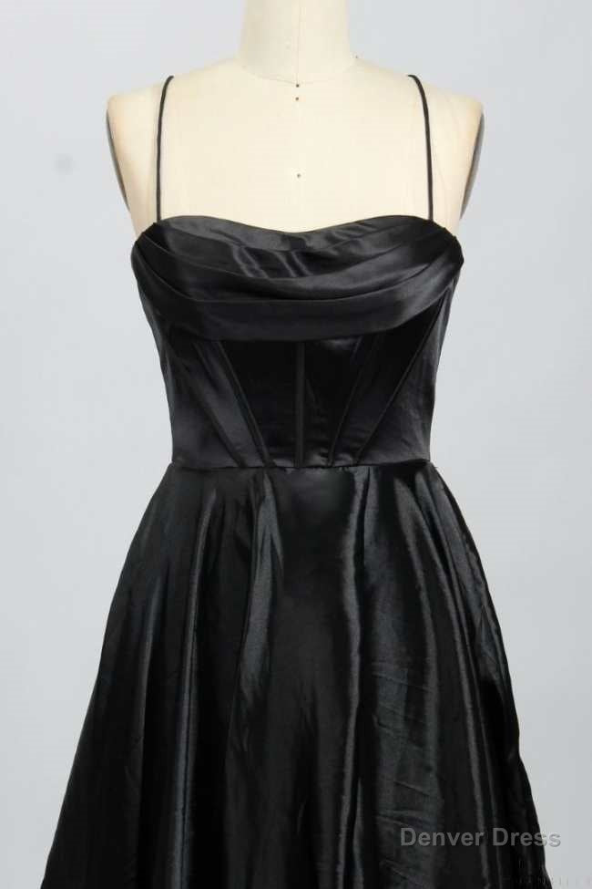 A Line Black Sweetheart Lace Up Prom Gowns