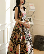 Unique Satin Long Prom Dress Flowers Satin Long Prom Dresses