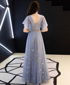 Blue Tulle Long Prom Dress Blue Tulle Bridesmaid Dresses
