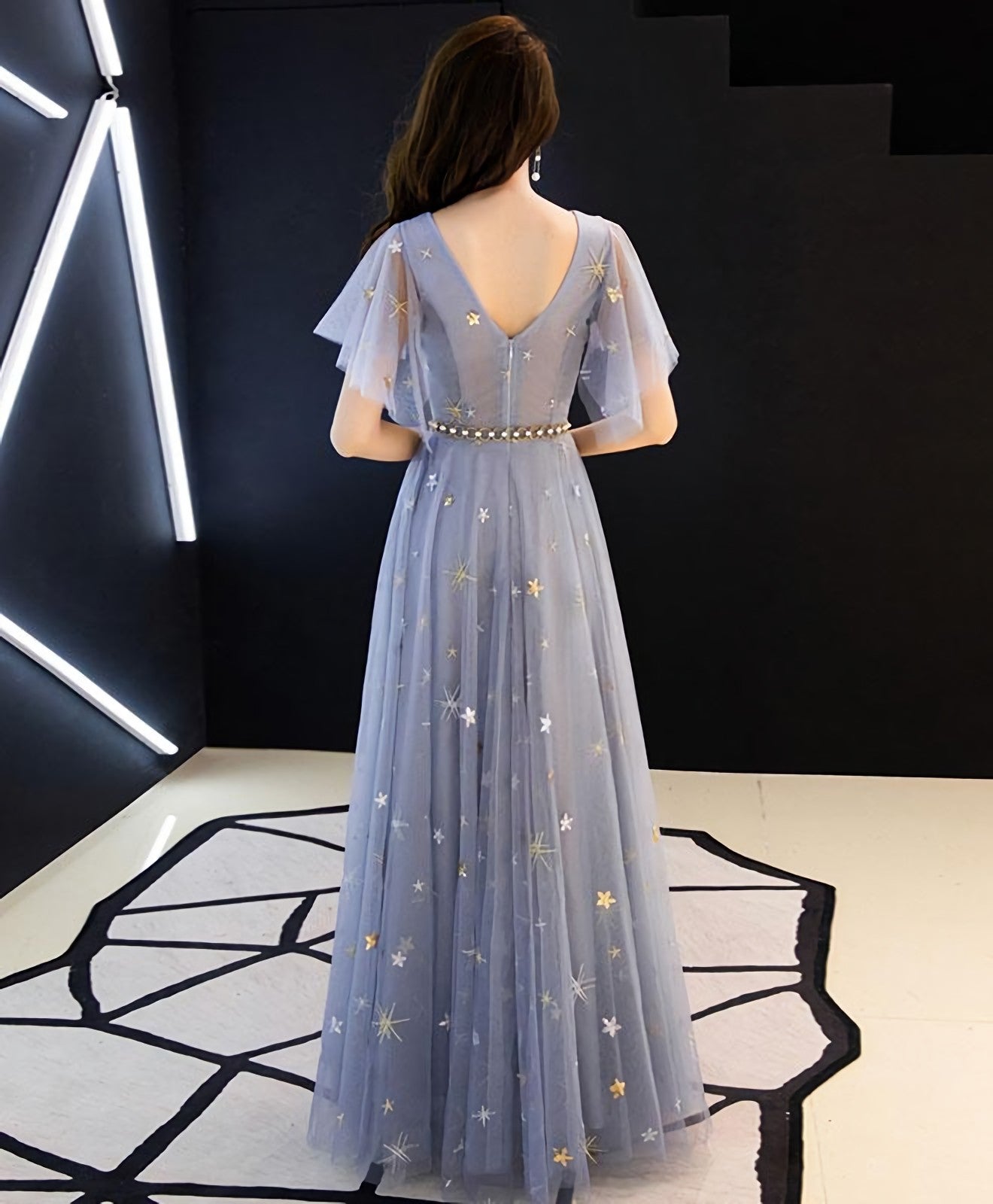 Blue Tulle Long Prom Dress Blue Tulle Bridesmaid Dresses