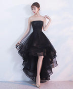 Black Tulle Lace Short Prom Dress, Black Tulle Homecoming Dresses