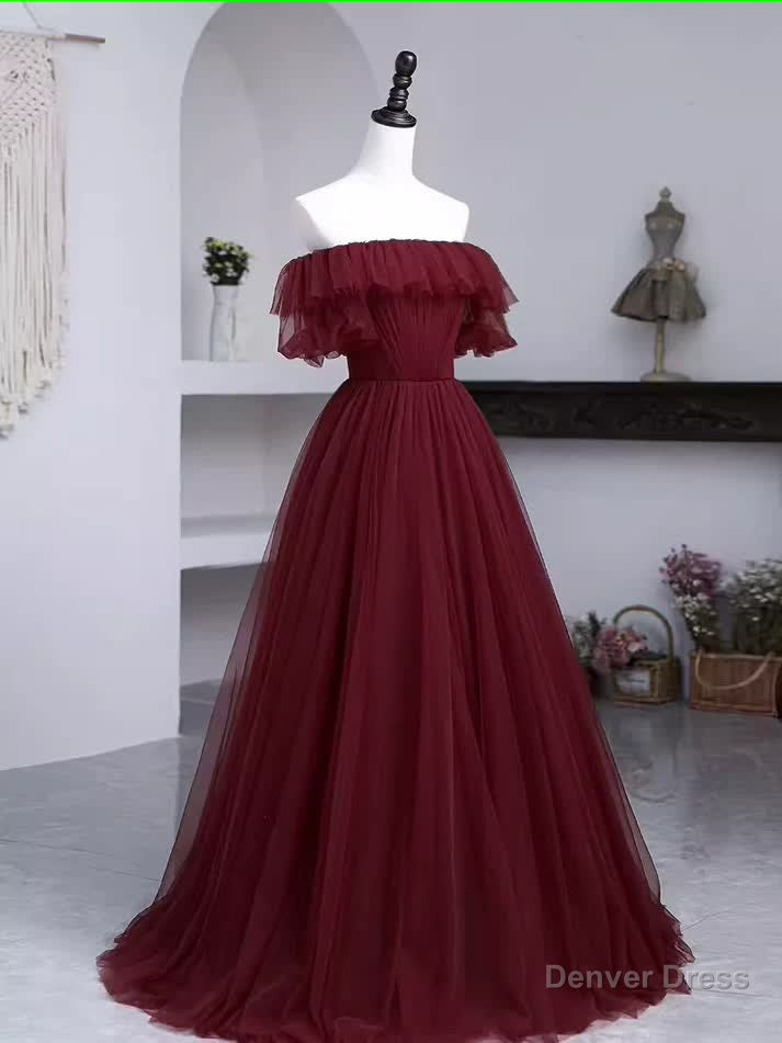 Ball Gowns Burgundy Off The Shoulder Prom Dress