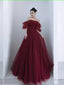 Ball Gowns Burgundy Off The Shoulder Prom Dress