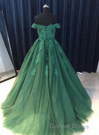Off Shoulder Lace A Line Long Custom Prom Dresses