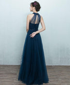 Simple Blue Tulle Long Prom Dress Blue Tulle Bridesmaid Dresses