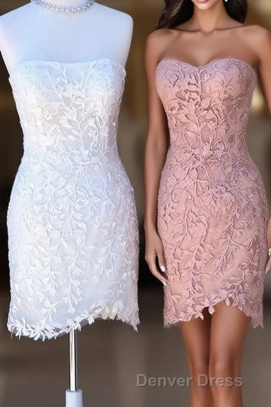 Strapless White Lace Appliques Homecoming Dresses Main image
