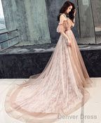 Pink Tulle Long Prom Dress Pink Tulle Prom Dresses