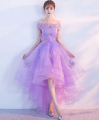 Purple Tulle Lace Applique Prom Dress Purple Homecoming Dresses