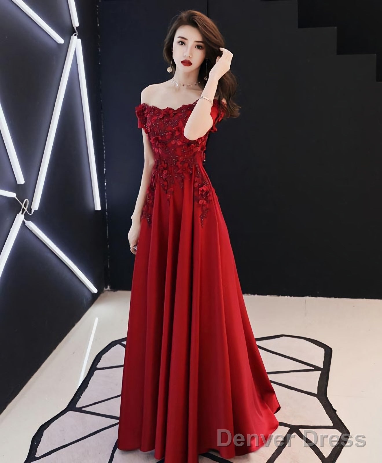 Burgundy Tulle Lace Long Prom Dress Burgundy Tulle Bridesmaid Dresses