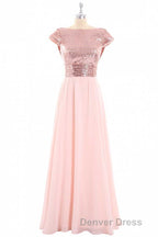 Burgundy Sequin Cap Sleeve Backless A Line Bridesmaid Dresses