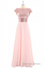 Burgundy Sequin Cap Sleeve Backless A-Line Bridesmaid Dresses