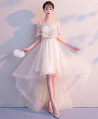 Champagne Tulle High Low Prom Dress Tulle Prom Dresses