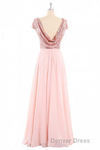 Burgundy Sequin Cap Sleeve Backless A-Line Bridesmaid Dresses