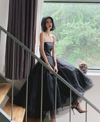 Black Tulle Short Prom Dress, Black Prom Dresses