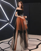 Simple Tulle Lace Long Prom Dress Tulle Prom Dresses
