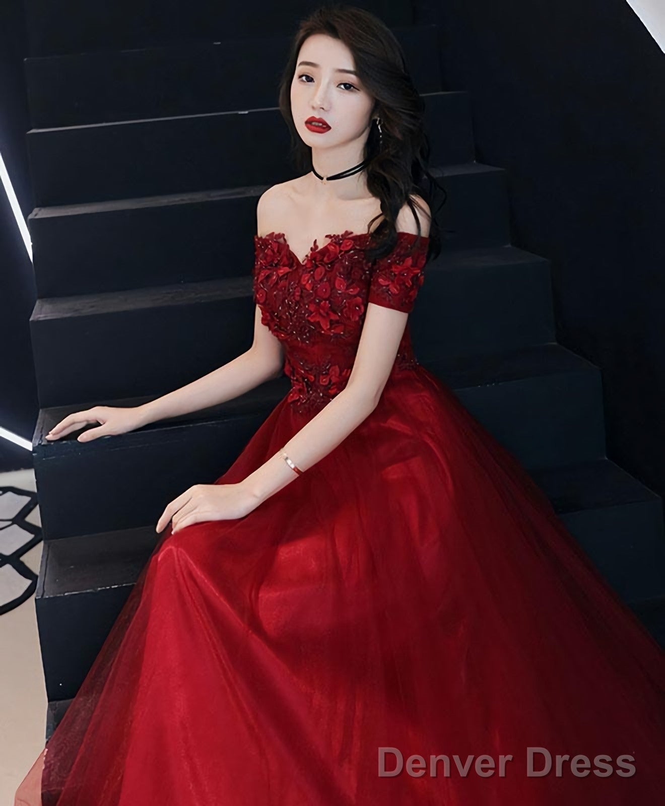 Burgundy Tulle Lace Prom Dress Burgundy Tulle Prom Dresses