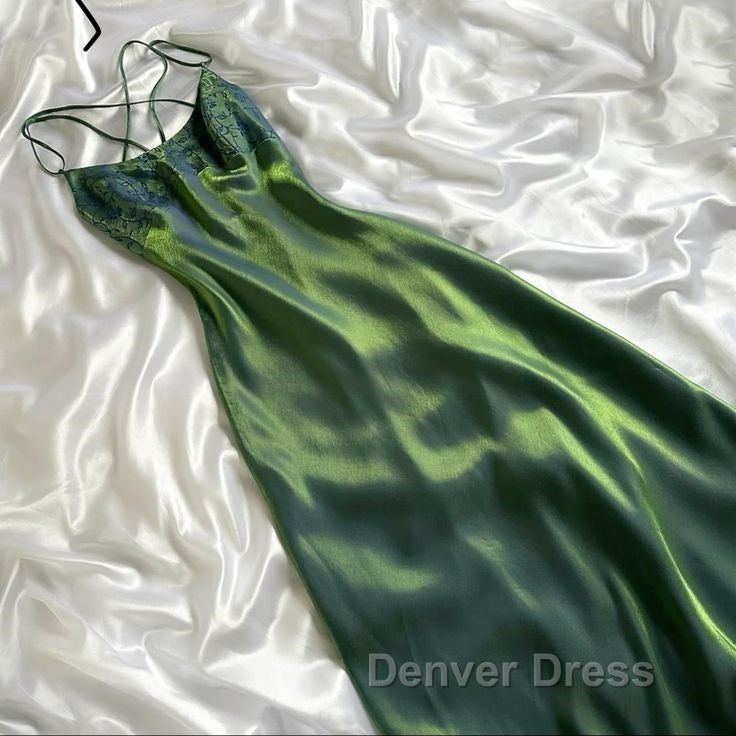 Vintage Green Simple Long Prom Dresses