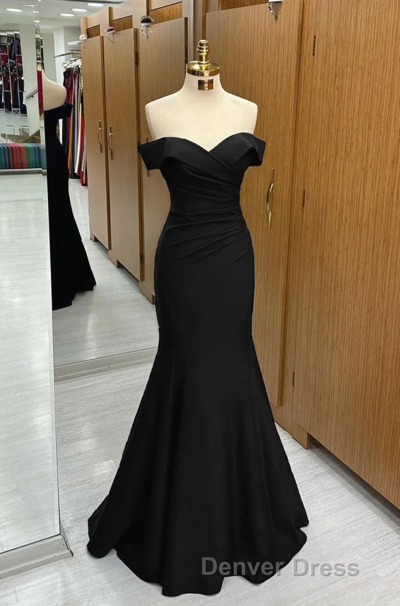 Long Navy Prom Dresses Mermaid Off The Shoulder Sweetheart Sleeveless
