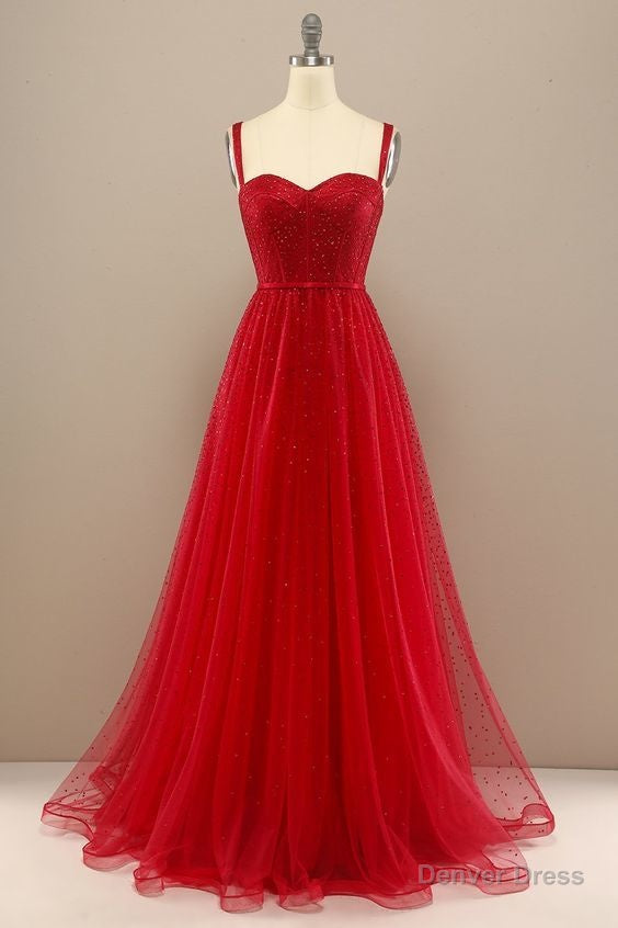 beautiful red sweetheart prom Dresses with beading Main image