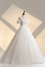 Ivory Tulle Off the Shoulder Prom Gowns, Elegant A Line Wedding Dresses