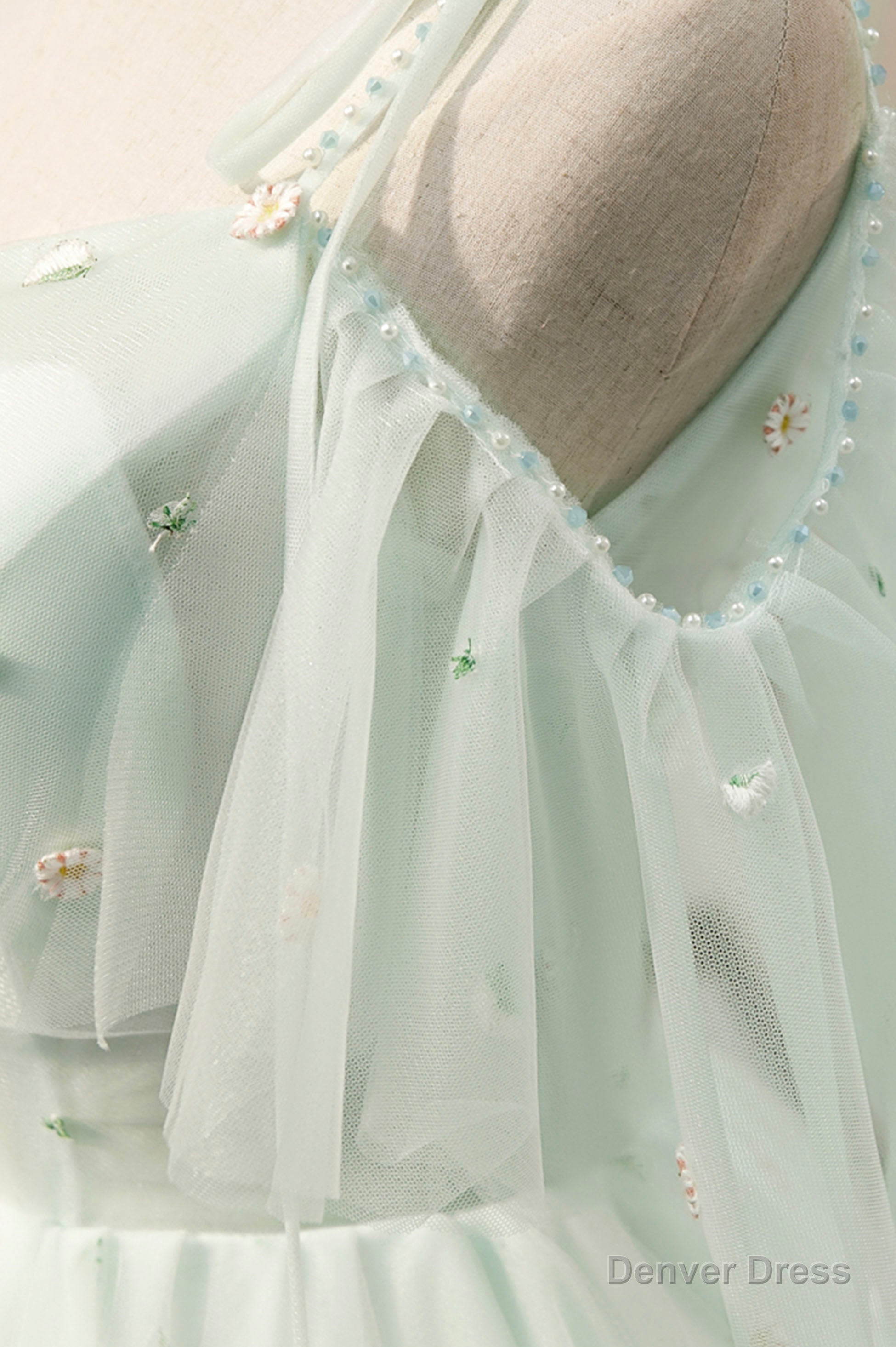 Mint Green Tulle Short Prom Dress, Cute A Line Prom Homecoming Dresses