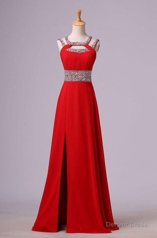 2025 Gorgeous Red Beading Open Back Chiffon Prom Dresses Secondary image