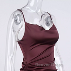 New Satin Green Prom Dress Spaghetti Strap Prom Dresses