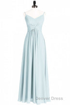 Mint Green Chiffon Twist Front A-Line Long Bridesmaid Dresses