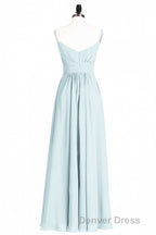 Mint Green Chiffon Twist Front A-Line Long Bridesmaid Dresses
