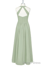 Sage Green Halter Backless A Line Bridesmaid Dresses