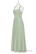 Sage Green Halter Backless A Line Bridesmaid Dresses